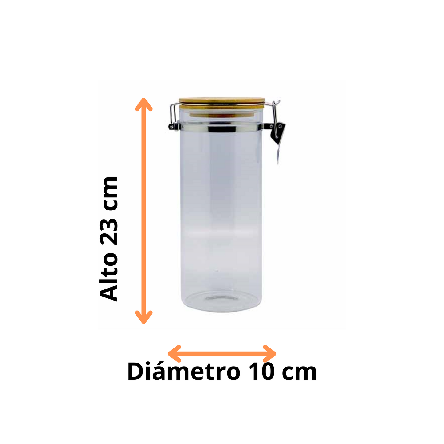 Frasco de cristal con tapa hermética de bambú con clip 1.5L